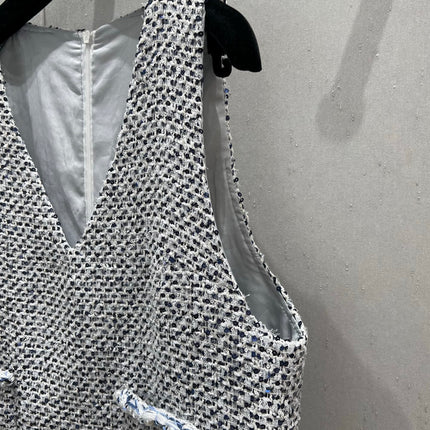 CC 25 Tweed Dress Gray Blue Woven Fabric