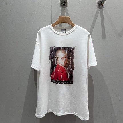 Loewe 25 Printed Round Neck Short Sleeve T-shirt White Cotton 215607