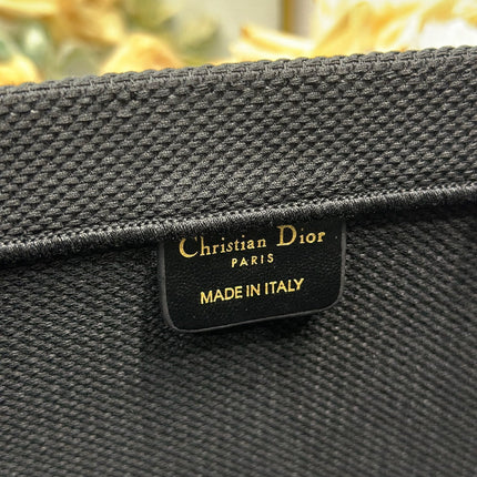 DIOR 26S BOOK TOTE BAG 42 IN BLACK EMBROIDERED LETTERING FABRIC