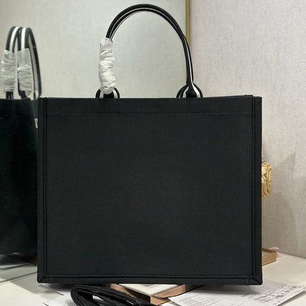 DIOR 26S BOOK TOTE BAG 42 IN BLACK EMBROIDERED LETTERING FABRIC