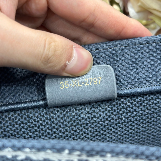 DIOR 26S BOOK TOTE BAG 26 IN GREY EMBROIDERED LETTERING FABRIC