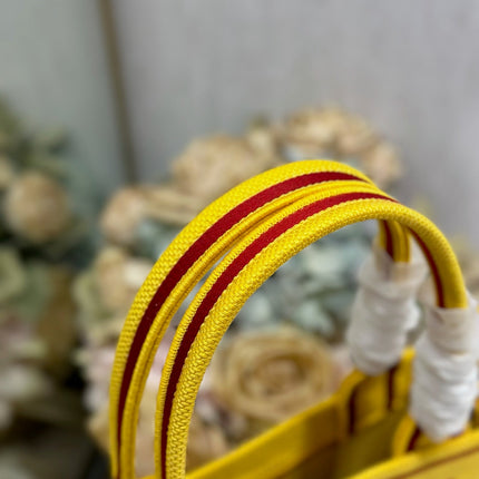DIOR 26S BOOK TOTE BAG 36 IN YELLOW EMBROIDERED LETTERING FABRIC