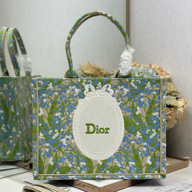 DIOR 26S BOOK TOTE BAG 36 IN  MUTICOLOR BAYADERE FABRIC