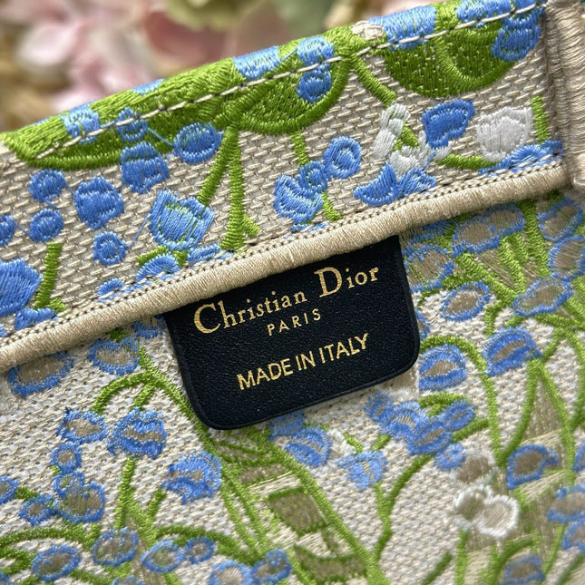 DIOR 26S BOOK TOTE BAG 36 IN  MUTICOLOR BAYADERE FABRIC
