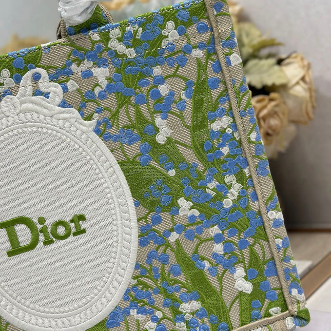 DIOR 26S BOOK TOTE BAG 36 IN  MUTICOLOR BAYADERE FABRIC