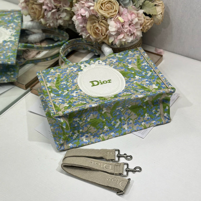 DIOR 26S BOOK TOTE BAG 36 IN  MUTICOLOR BAYADERE FABRIC