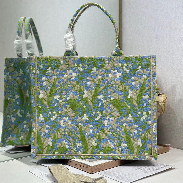 DIOR 26S BOOK TOTE BAG 42 IN  MUTICOLOR BAYADERE FABRIC