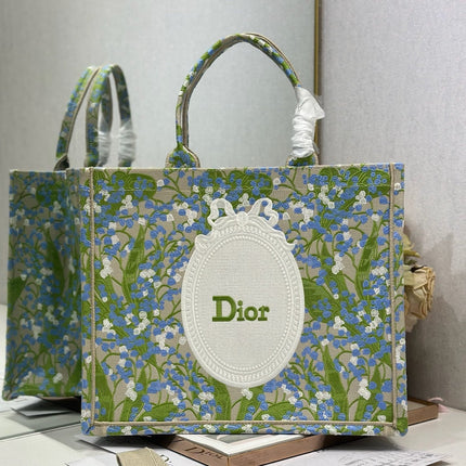 DIOR 26S BOOK TOTE BAG 42 IN  MUTICOLOR BAYADERE FABRIC