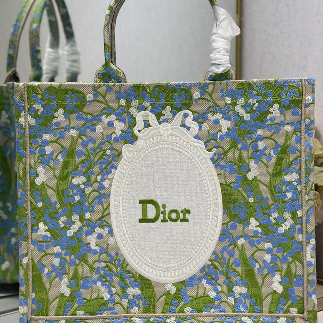DIOR 26S BOOK TOTE BAG 42 IN  MUTICOLOR BAYADERE FABRIC