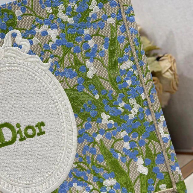 DIOR 26S BOOK TOTE BAG 42 IN  MUTICOLOR BAYADERE FABRIC