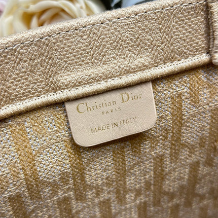 DIOR 26S BOOK TOTE BAG 36 IN BEIGE BAYADERE FABRIC