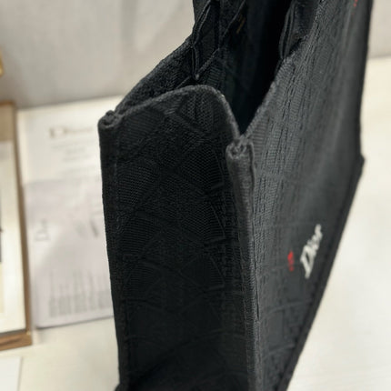 DIOR 26S BOOK TOTE BAG 42 IN BLACK BAYADERE FABRIC