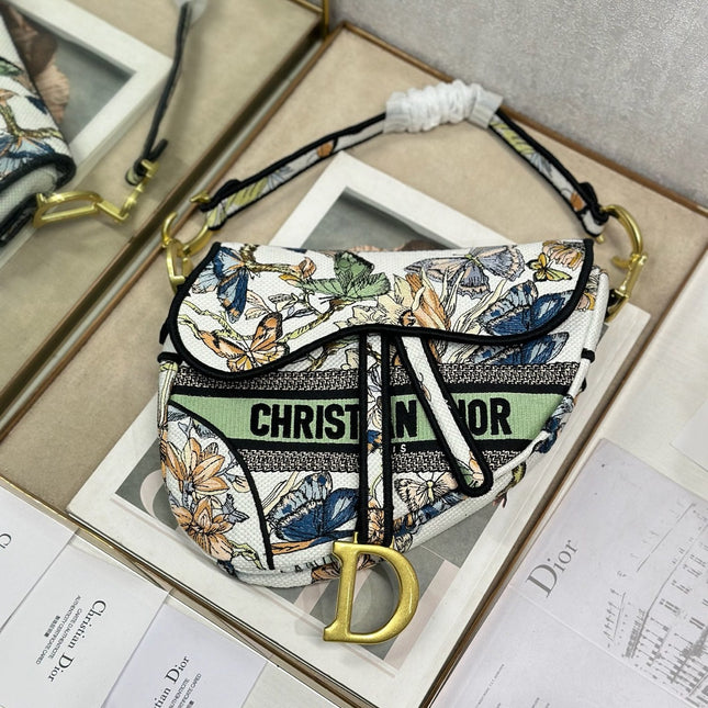 DIOR 26S SADDLE BAG 25 IN MUTICOLOR WOVEN FABRIC STYLE 3