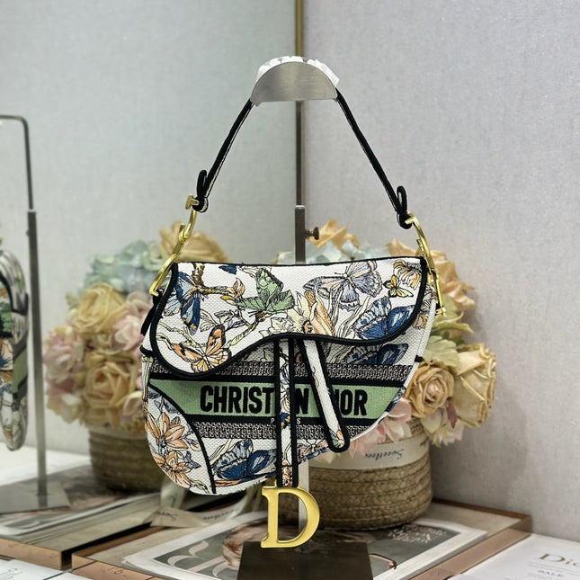 DIOR 26S SADDLE BAG 25 IN MUTICOLOR WOVEN FABRIC STYLE 3