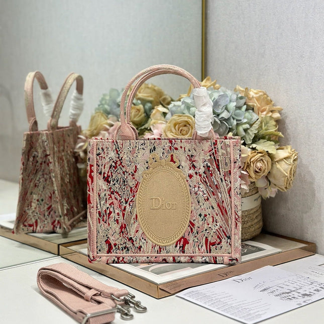 DIOR 26S MINI BOOK TOTE 26 IN LIGHT BEIGE WOVEN FABRIC STYLE 1
