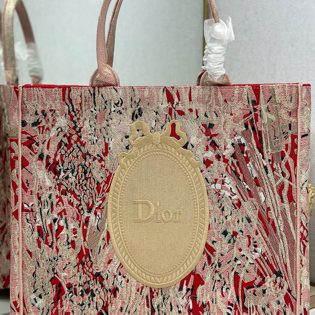 DIOR 26S LARGE BOOK TOTE 42 IN LIGHT BEIGE WOVEN FABRIC STYLE 2