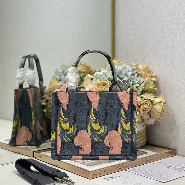 DIOR 26S MINI BOOK TOTE 26 IN MULTICOLOR WOVEN FABRIC