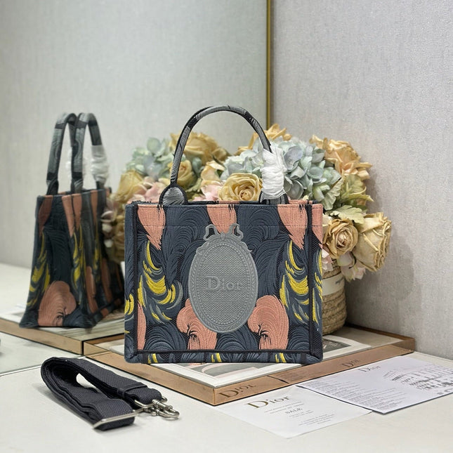 DIOR 26S MINI BOOK TOTE 26 IN MULTICOLOR WOVEN FABRIC