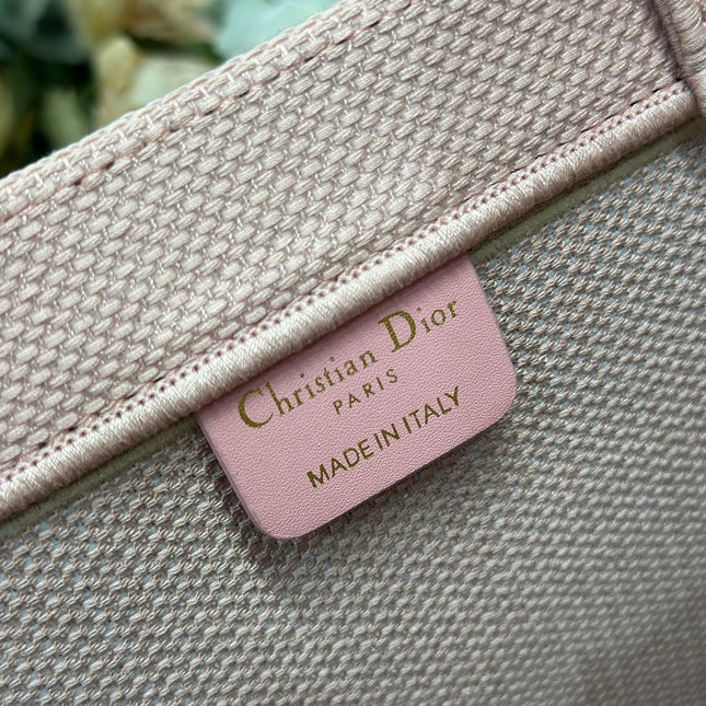 DIOR 26S LARGE BOOK TOTE 42 IN LIGHT PINK WOVEN FABRIC