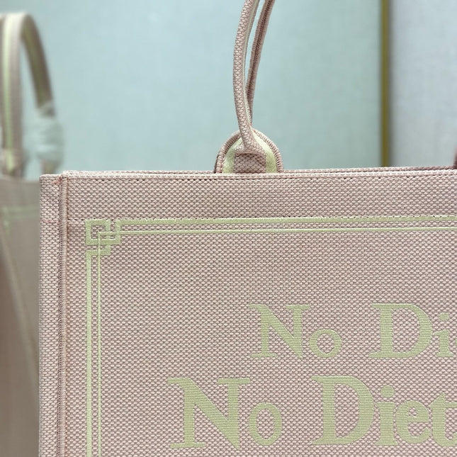 DIOR 26S LARGE BOOK TOTE 42 IN LIGHT PINK WOVEN FABRIC