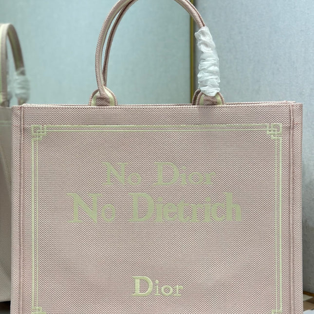 DIOR 26S LARGE BOOK TOTE 42 IN LIGHT PINK WOVEN FABRIC
