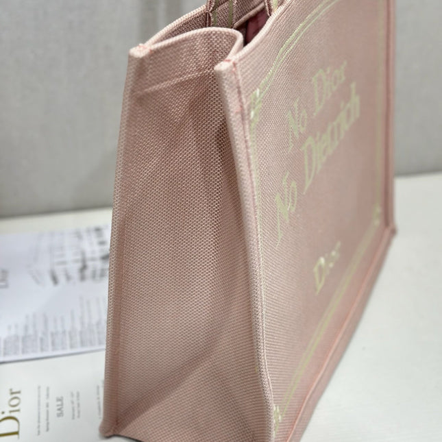 DIOR 26S LARGE BOOK TOTE 42 IN LIGHT PINK WOVEN FABRIC