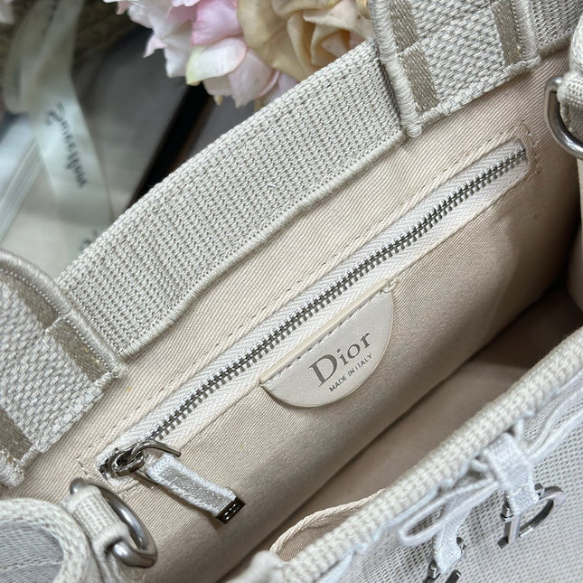 DIOR 26S MINI BOOK TOTE 26 IN BEIGE WOVEN FABRIC