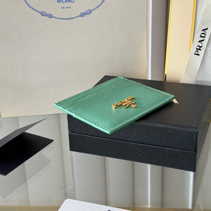 PRA 10 CARD HOLDER IN SEAFOAM GREEN CALFSKIN
