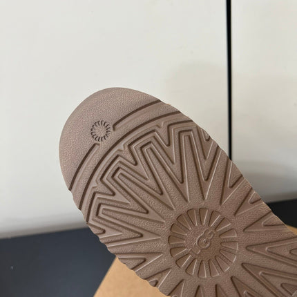 TAZZ PLATFORM SLIPPERS IN TAN BROWN SUEDE
