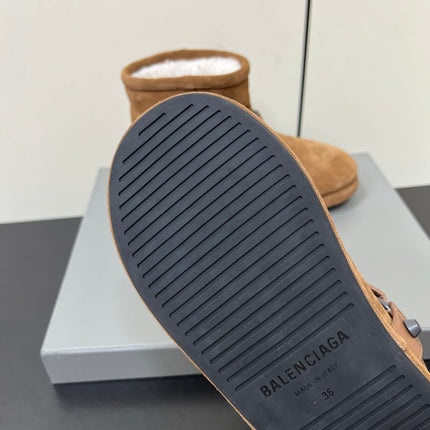 BALENCIAGA 25S ALASKA ANKLE BOOTS IN BROWN SUEDE AND LAMBSKIN