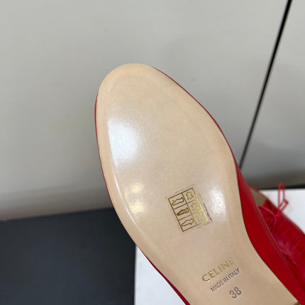 CELINE 26S MINIMAL LACE-UP SHOES IN RED CALFSKIN