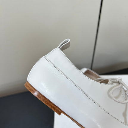 CELINE 26S MINIMAL LACE-UP SHOES IN WHITE CALFSKIN