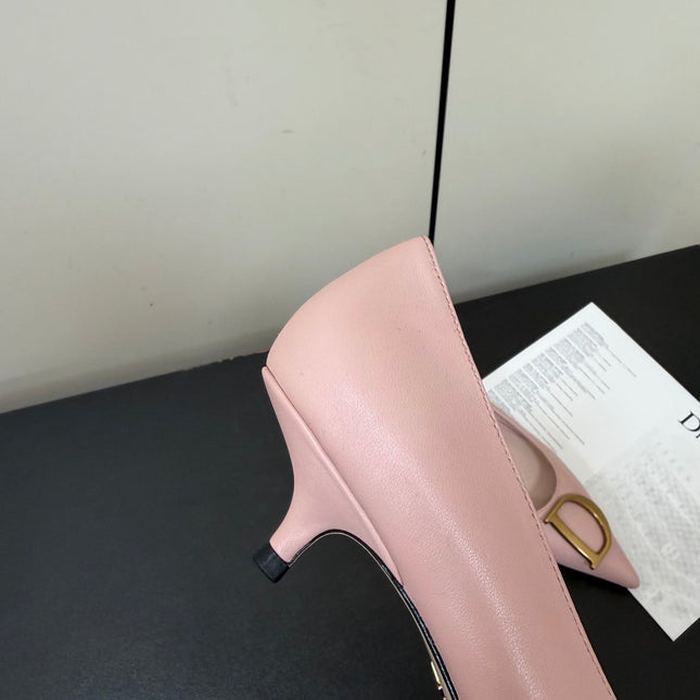 DIOR 26S POINTED-TOE HIGH HEELS 35MM IN PINK CALFSKIN GOLD HARDWARE