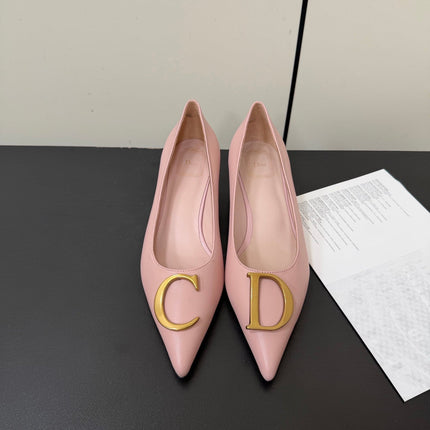 DIOR 26S POINTED-TOE HIGH HEELS 35MM IN PINK CALFSKIN GOLD HARDWARE