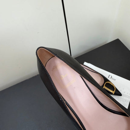 DIOR 26S POINTED-TOE HIGH HEELS 35MM IN BLACK CALFSKIN GOLD HARDWARE