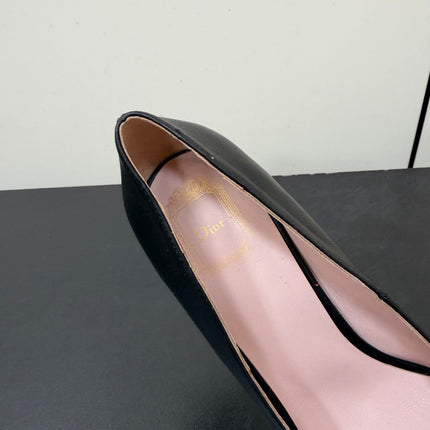 DIOR 26S POINTED-TOE HIGH HEELS 70MM IN BLACK CALFSKIN GOLD HARDWARE
