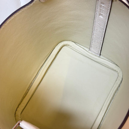 HM 25S PICOTIN LOCK 14 CM IN CREAM WHITE OSTRICH WITH SILVER HARDWARE