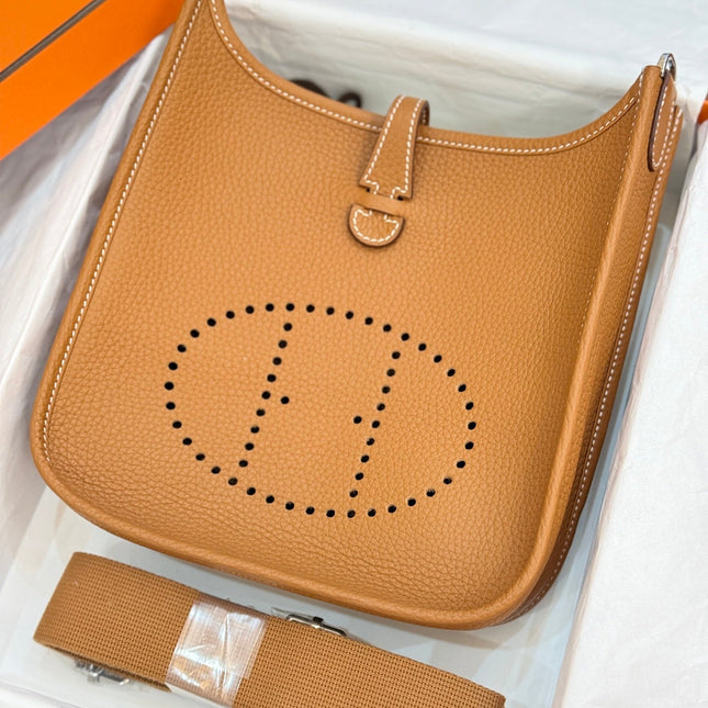 HM 26S EVELYNE BAG 23CM IN ORANGE BROWN GRAINED CALFSKIN