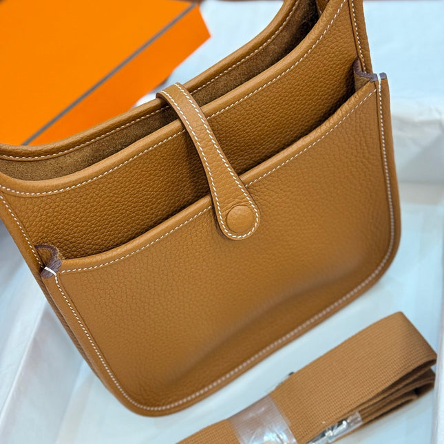 HM 26S EVELYNE BAG 23MM IN ORANGE BROWN GRAINED CALFSKIN