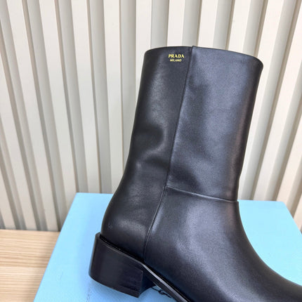 PRADA 25S LOW-CUT BOOTS IN BLACK LAMBSKIN