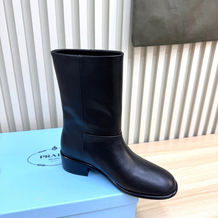 PRADA 25S LOW-CUT BOOTS IN BLACK LAMBSKIN