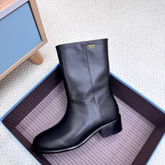 PRADA 25S LOW-CUT BOOTS IN BLACK LAMBSKIN