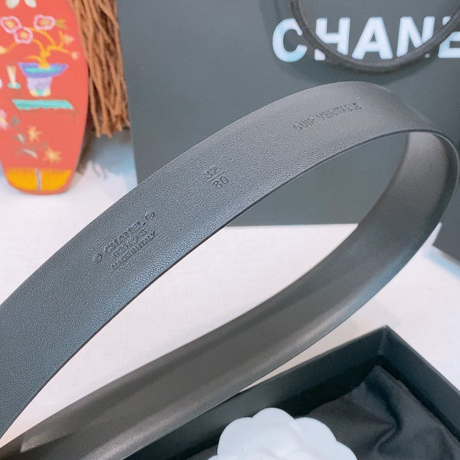 CHANEL 26S BELT 30 MM IN BLACK CALFSKIN 632138