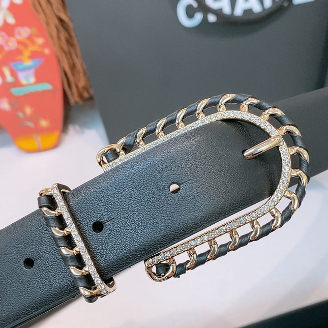 CHANEL 26S BELT 30 MM IN BLACK CALFSKIN 632138