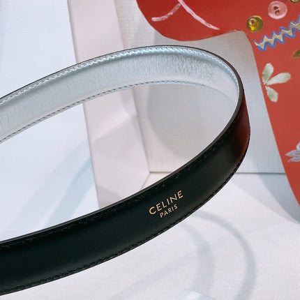 CELINE 26S BELT 25 MM IN SILVER CALFSKIN 653081