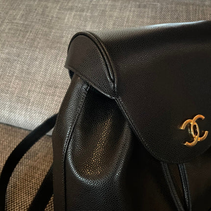 CHANEL 26S BACKPACK 34 IN BLACK GRAINED CALFSKIN GOLD HARDWARE