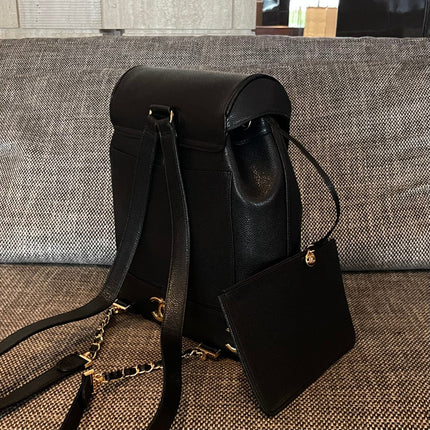 CHANEL 26S BACKPACK 34 IN BLACK GRAINED CALFSKIN GOLD HARDWARE