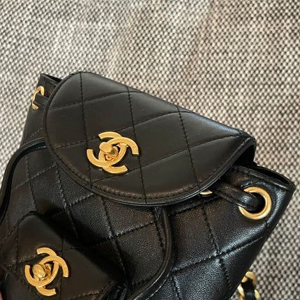 CHANEL 26S BACKPACK 17 IN BLACK QUILTED LAMBSKIN GOLD HARDWARE