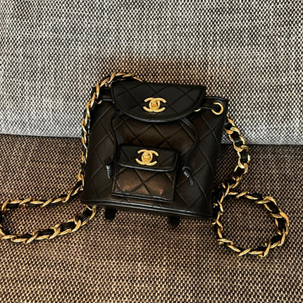 CHANEL 26S BACKPACK 17 IN BLACK QUILTED LAMBSKIN GOLD HARDWARE