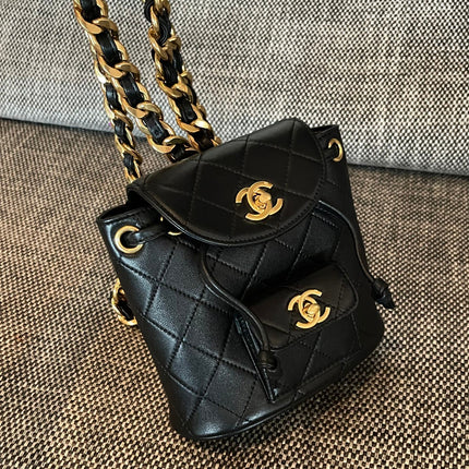 CHANEL 26S BACKPACK 17 IN BLACK QUILTED LAMBSKIN GOLD HARDWARE